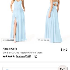 Azazie Sky Blue A-Line Pleated Chiffon Wedding Dress